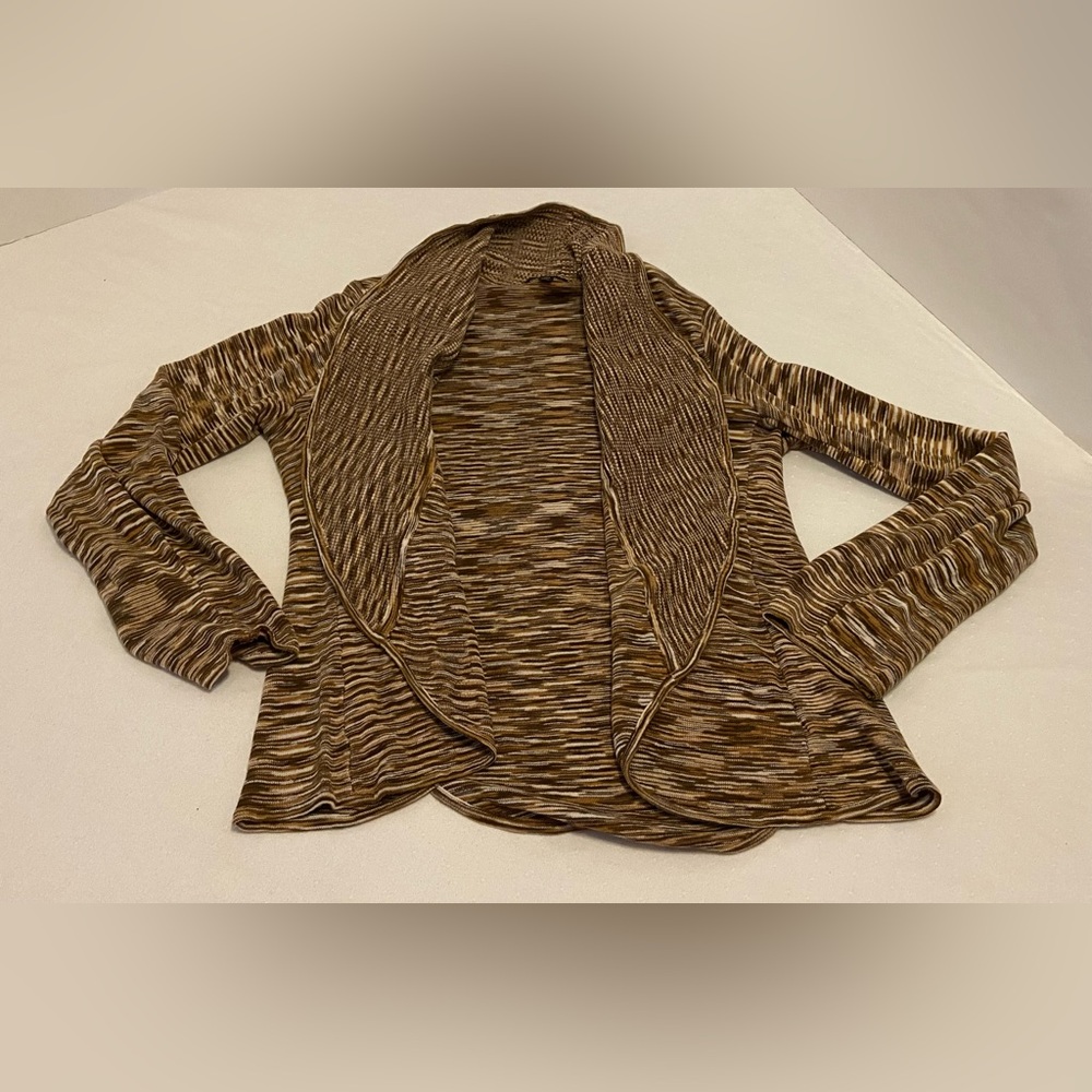 REBA Brown Silk Blend Open Front Cardigan, XL